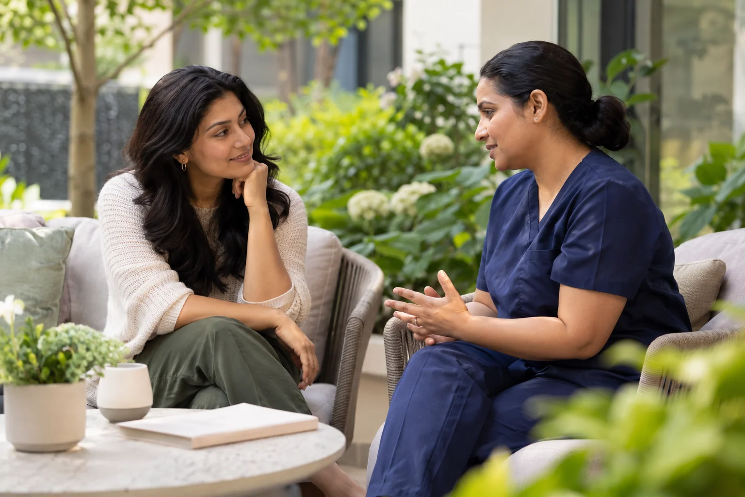 Woman receiving personalised fertility guidance