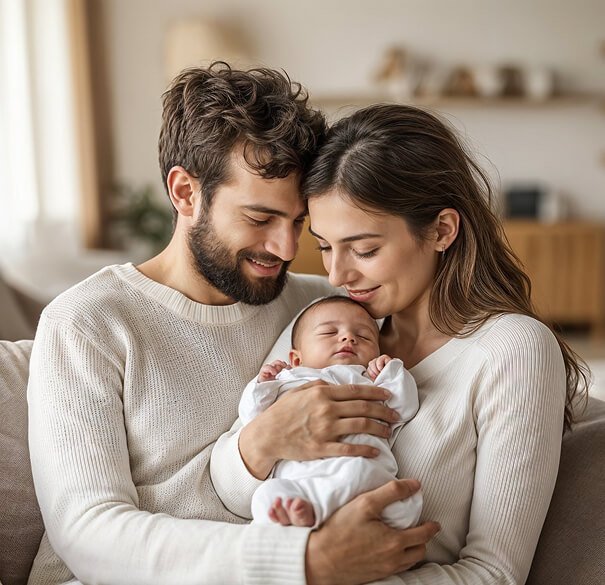 Cute baby representing future family possibilities through egg freezing, Compassionate fertility care team supporting women during egg freezing treatment
